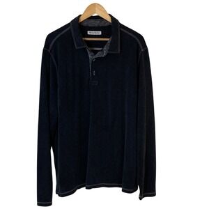 Tommy Bahama Mens Paradise Cove Black Long Sleeve Polo Size XXLT Modal Blend